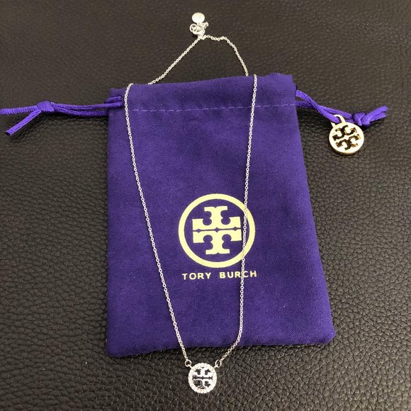 Tory Burch Miller Pavé Logo Delicate Necklace_ Women_s Designer